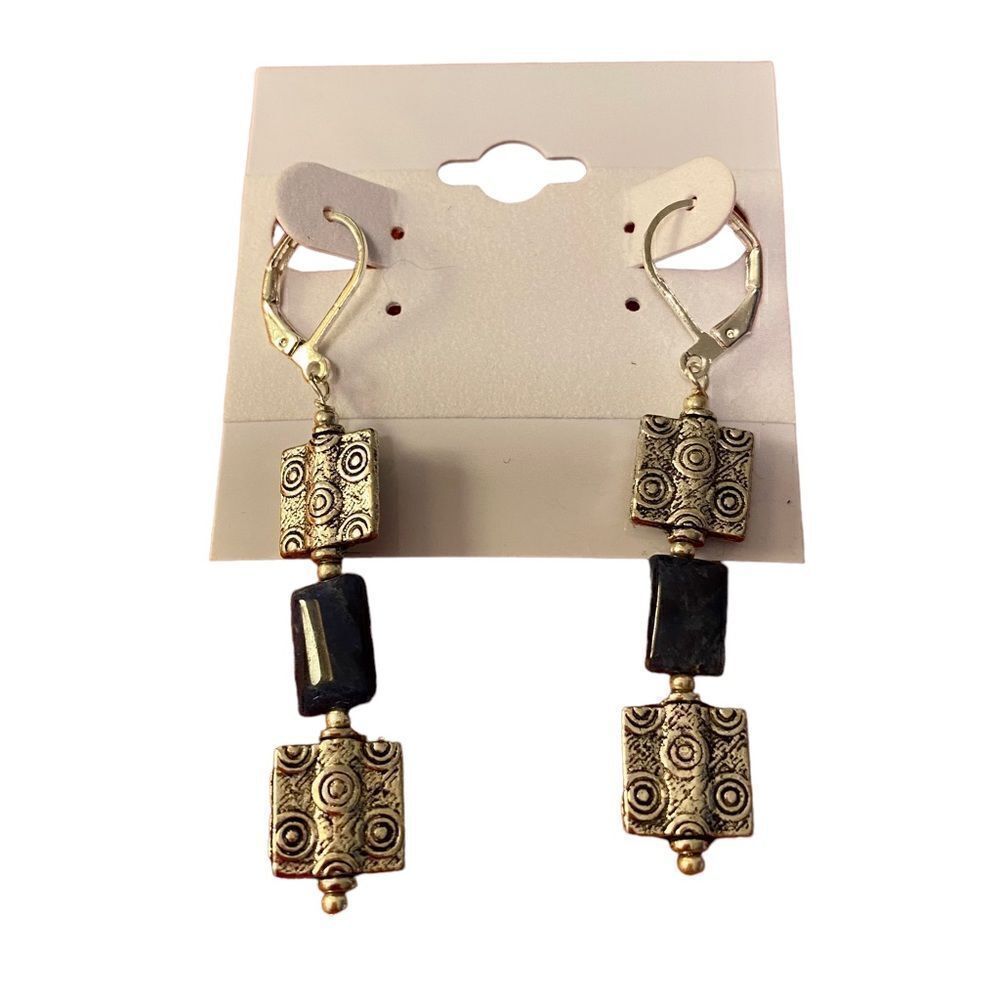 Artisan Made One of a Kind Sodalite & Silver Toned Drop Earrings.